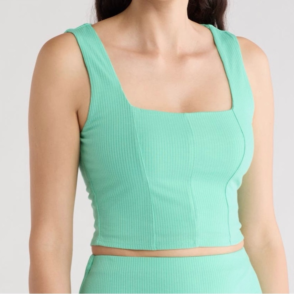 AFRM Green Ribbed Fitted Tank Top